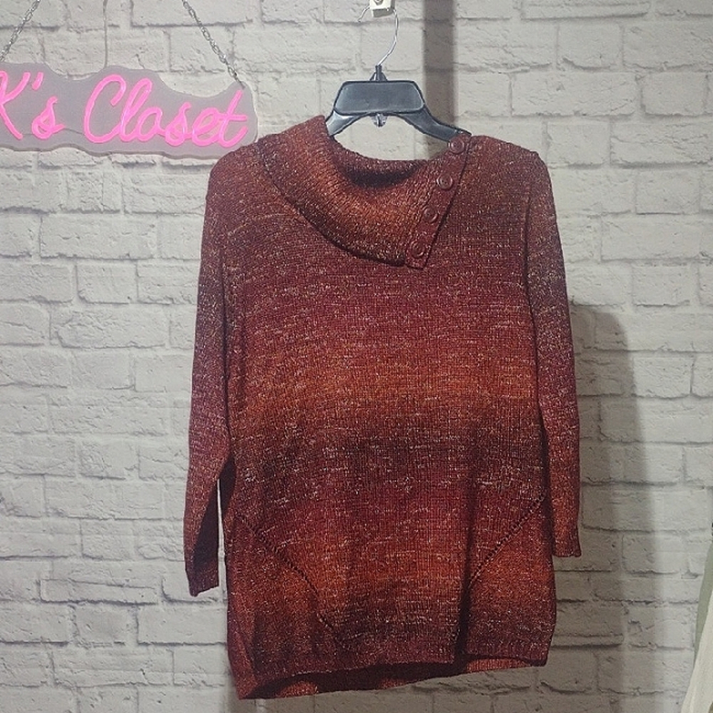 Dressbarn Women's Maroon Sweater with Button Detail (L) NWT